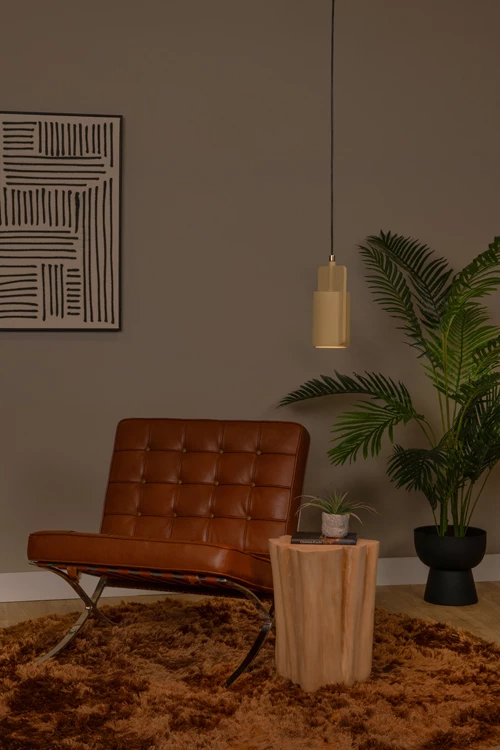 Lucide NINJA - Pendant light - Ø 11,5 cm - 1xE27 - Yellow - atmosphere 1